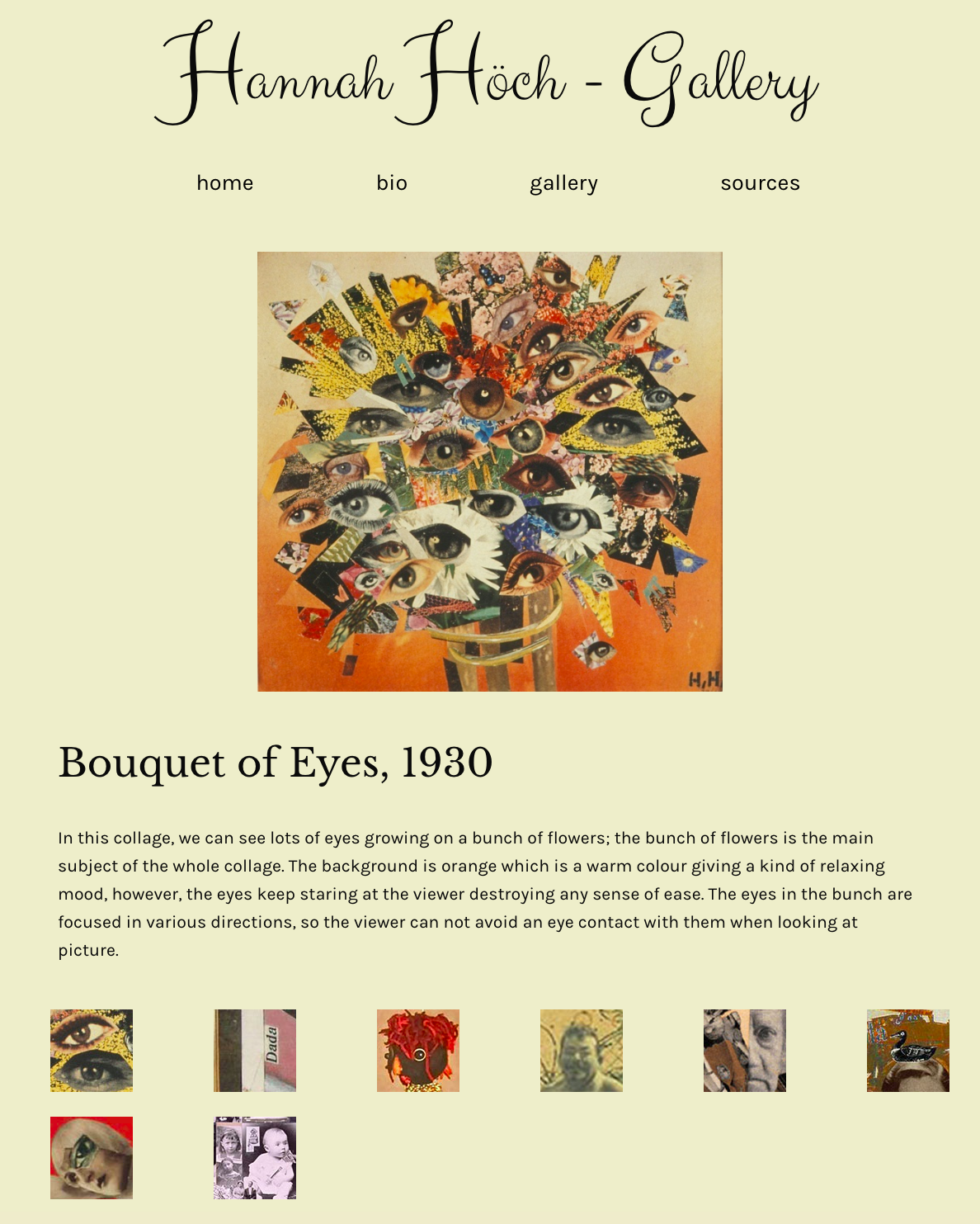 gallery page for Hannah Hoch website